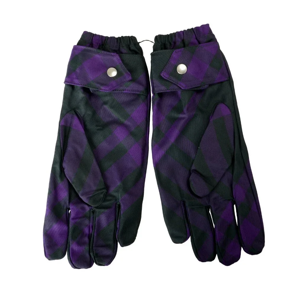 Burberry "LG Check Nylon Glove" Deep Royal IP Check Gloves Sz S - Picture 2 of 4